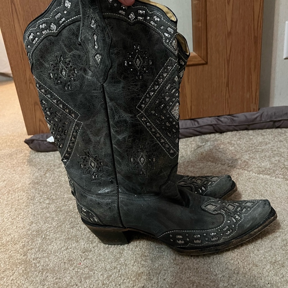 Corral Ladies Black and Silver Glitter Inlay Boots - Picture 3 of 5